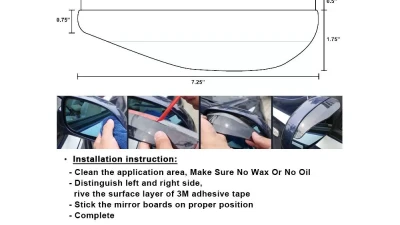 Spec-D Universal Clear PVC Plastic Side Mirror Visors - 2PC                                     - RMMV-UNVC - Image 5