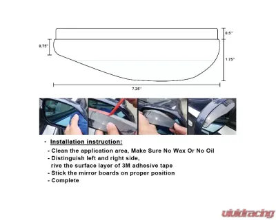 Spec-D Universal 2pc Clear PVC Plastic Side Mirror Visors - RMMV-UNVC