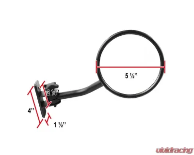 Spec-D Black Stainless Steel Quick Release Round Side Mirrors Jeep Wrangler 1997-2018 - RMQ-WRG07BK-A-FY