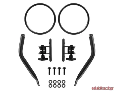 Spec-D Black Stainless Steel Quick Release Round Side Mirrors Jeep Wrangler 1997-2018 - RMQ-WRG07BK-A-FY