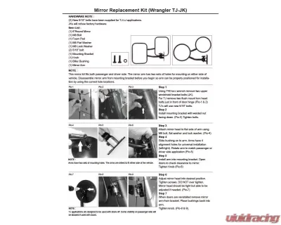 Spec-D Black Stainless Steel Quick Release Round Side Mirrors Jeep Wrangler 1997-2018 - RMQ-WRG07BK-A-FY