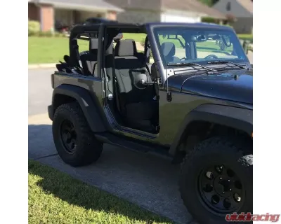 Spec-D Black Stainless Steel Quick Release Round Side Mirrors Jeep Wrangler 1997-2018 - RMQ-WRG07BK-A-FY