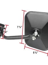 Spec-D Black Stainless Steel Quick Release Square Side Mirrors Jeep Wrangler 1997-2018                                     - RMQ-WRG07BK-FY - Image 2