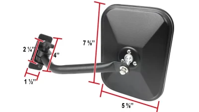 Spec-D Quick Release Black Stainless Steel Square Side Mirrors Jeep Wrangler 1997-2018                                     - RMQ-WRG07BK-FY - Image 2