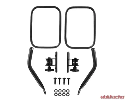 Spec-D Black Stainless Steel Quick Release Square Side Mirrors Jeep Wrangler 1997-2018 - RMQ-WRG07BK-FY