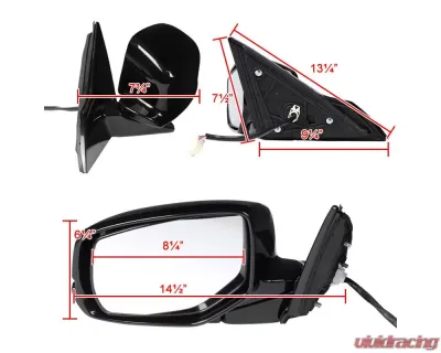 Spec-D Glossy Black Side Mirror w/ LED Turn Signal Light - Driver Side Honda Accord 2013-2017 - RMV-ACD14HP7-B-MP-L