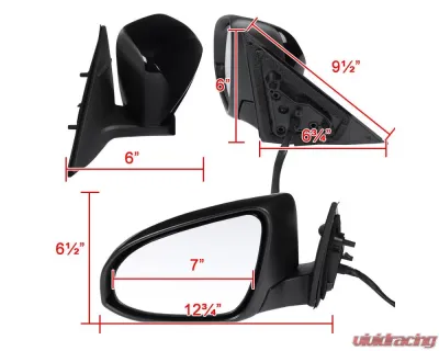 Spec-D Glossy Black 3-Pin Side Mirror - Driver Side Toyota Camry 2012-2014 - RMV-CAM12P3-B-MP-L