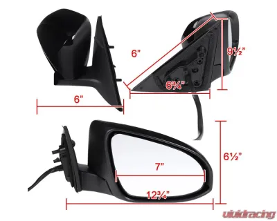 Spec-D Glossy Black 3-Pin Side Mirror - Passenger Side Toyota Camry 2012-2014 - RMV-CAM12P3-B-MP-R