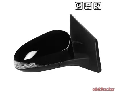 Spec-D Glossy Black 9-Pin Side Mirror w/ LED Turn Signal Light - Passenger Side Toyota Corolla 2014-2018 - RMV-COR14AT9-B-MP-R