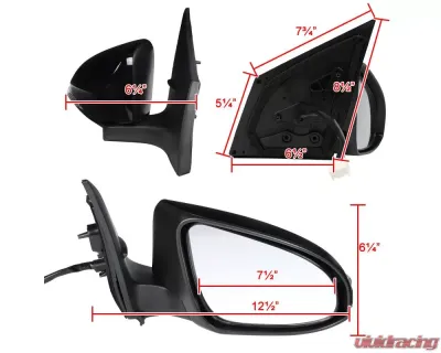Spec-D Glossy Black 9-Pin Side Mirror w/ LED Turn Signal Light - Passenger Side Toyota Corolla 2014-2018 - RMV-COR14AT9-B-MP-R
