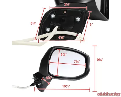 Spec-D Glossy Black 3-Pin Side Mirror - Passenger Side Honda Civic 2012-2015 - RMV-CV12P3-B-MP-R