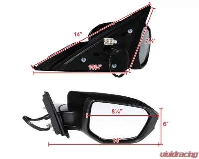 Spec-D Glossy Black 5-Pin Side Mirror - Passenger Side Honda Civic 2016-2018 - RMV-CV16HP5-B-MP-R