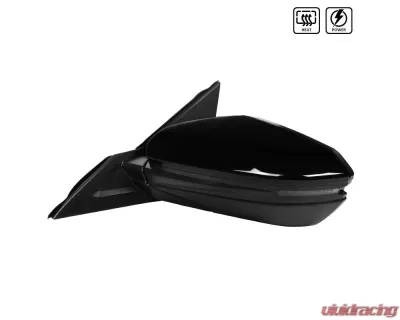 Spec-D Glossy Black 7-Pin Side Mirror w/ LED Turn Signal Light - Driver Side Honda Civic 2016-2018 - RMV-CV16HP7-B-MP-L