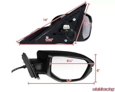 Spec-D Glossy Black 7-Pin Side Mirror w/ LED Turn Signal Light - Passenger Side Honda Civic 2016-2018 - RMV-CV16HP7-B-MP-R