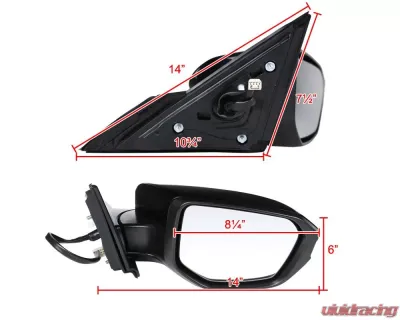 Spec-D Glossy Black 3-Pin Side Mirror - Passenger Side Honda Civic 2016-2018 - RMV-CV16P3-B-MP-R