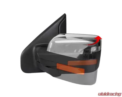 Spec-D Chrome Side Mirror w/ LED Amber Turn Signal & Puddle Light - Driver Side Ford F-150 2007-2014 - RMV-F15007CHP-FS-L