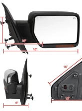 Spec-D Chrome Side Mirror w/ LED Amber Turn Signal & Puddle Light - Passenger Side Ford F-150 2007-2014                                     - RMV-F15007CHP-FS-R - Image 8