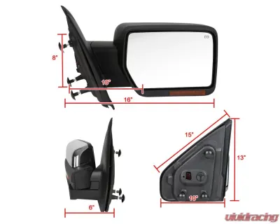 Spec-D Chrome Side Mirror w/ LED Amber Turn Signal & Puddle Light - Passenger Side Ford F-150 2007-2014 - RMV-F15007CHP-FS-R