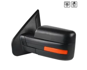 Spec-D Black Side Mirror w/ LED Amber Turn Signal & Puddle Light - Driver Side Ford F-150 2007-2014