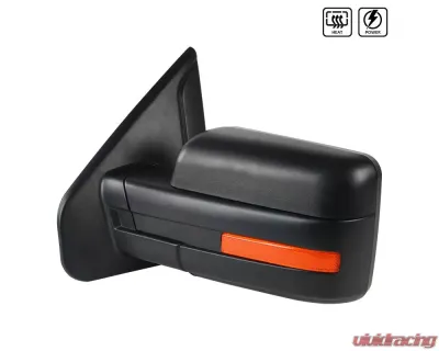 Spec-D Black Side Mirror w/ LED Amber Turn Signal & Puddle Light - Driver Side Ford F-150 2007-2014 - RMV-F15007HP-FS-L