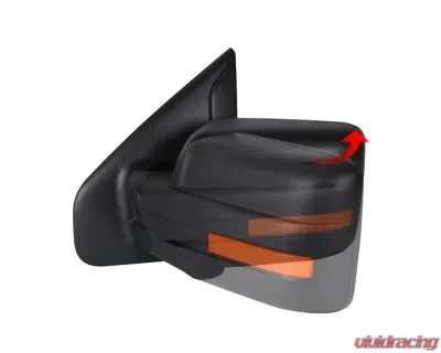 Spec-D Black Side Mirror w/ LED Amber Turn Signal & Puddle Light - Driver Side Ford F-150 2007-2014 - RMV-F15007HP-FS-L