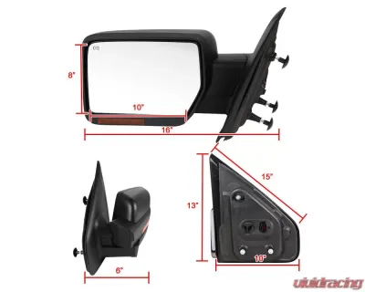 Spec-D Black Side Mirror w/ LED Amber Turn Signal & Puddle Light - Driver Side Ford F-150 2007-2014 - RMV-F15007HP-FS-L