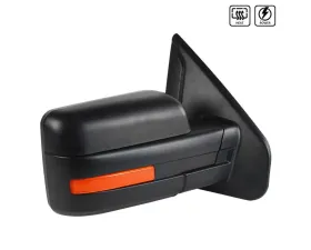 Spec-D Black Side Mirror w/ LED Amber Turn Signal & Puddle Light - Passenger Side Ford F-150 2007-2014