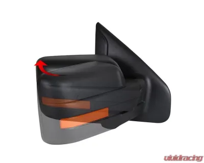 Spec-D Black Side Mirror w/ LED Amber Turn Signal & Puddle Light - Passenger Side Ford F-150 2007-2014 - RMV-F15007HP-FS-R
