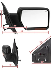 Spec-D Black Side Mirror w/ LED Amber Turn Signal & Puddle Light - Passenger Side Ford F-150 2007-2014                                     - RMV-F15007HP-FS-R - Image 8