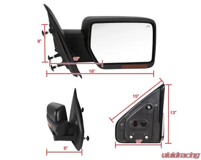 Spec-D Black Side Mirror w/ LED Amber Turn Signal & Puddle Light - Passenger Side Ford F-150 2007-2014 - RMV-F15007HP-FS-R