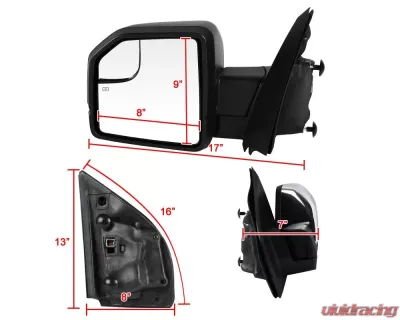 Spec-D Chrome Side Mirror w/ LED Turn Signal Light - Driver Side Ford F-150 2015-2018 - RMV-F15015CHP-FS-L