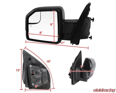 Spec-D Black Side Mirror w/ LED Turn Signal Light - Driver Side Ford F-150 2015-2018 - RMV-F15015HP-FS-L
