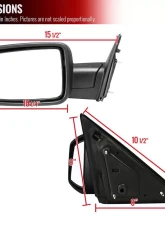 Spec-D Classic Black Side Mirror - Driver Side Dodge RAM 2009-2021                                     - RMV-RAM0915M-FS-L - Image 9