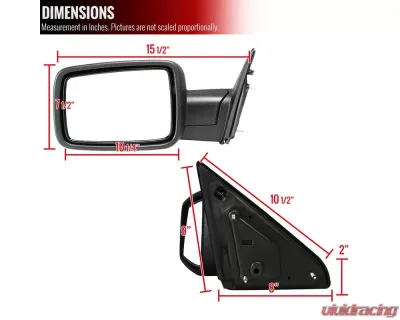 Spec-D Classic Black Side Mirror - Driver Side Dodge RAM 2009-2021 - RMV-RAM0915M-FS-L