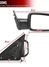 Spec-D Black Side Mirror w/ LED Turn Signal & Puddle Light - Passenger Side Dodge RAM 2009-2012                                     - RMV-RAM09HP-FS-R - Image 8