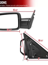 Spec-D Black Side Mirror w/ LED Turn Signal & Puddle Light - Driver Side Dodge RAM 2013-2019                                     - RMV-RAM13HP-AT-FS-L - Image 8