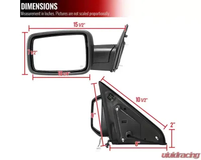 Spec-D Black Side Mirror w/ LED Turn Signal & Puddle Light - Driver Side Dodge RAM 2013-2019 - RMV-RAM13HP-AT-FS-L