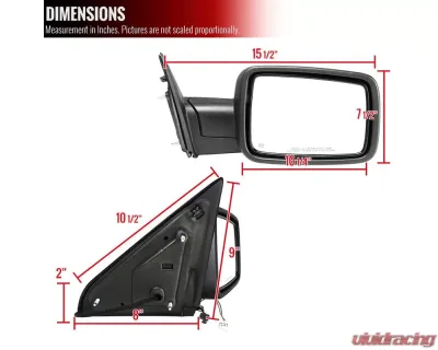 Spec-D Black Side Mirror w/ LED Turn Signal & Puddle Light - Passenger Side Dodge RAM 2013-2019 - RMV-RAM13HP-AT-FS-R