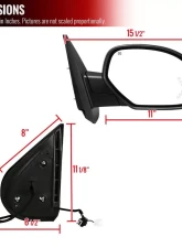 Spec-D Glossy Black Side Mirror w/ LED Arrow Signal - Passenger Side Chevrolet | GMC 2007-2014                                     - RMV-SIV07AHP-FS-R - Image 8