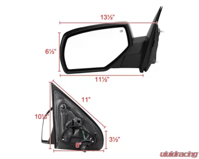 Spec-D Glossy Black Side Mirror w/ LED Puddle Light - Driver Side Chevrolet | GMC 2014-2018 - RMV-SIV14AHP-FS-L