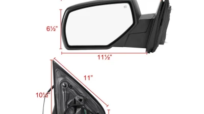 Spec-D Matte Black Power Adjustable, Heated Side Mirror w/ LED Puddle Light - Driver Side Only Chevrolet Silverado | GMC Sierra 2014-2018                                     - RMV-SIV14HP-FS-L - Image 8