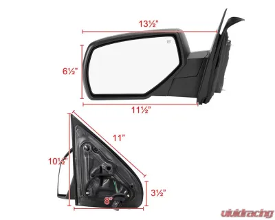 Spec-D Matte Black Side Mirror w/ LED Puddle Light - Driver Side Chevrolet | GMC 2014-2018 - RMV-SIV14HP-FS-L