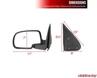 Spec-D Matte Black Manually Adjustable Side Mirror - Driver Side Chevrolet | GMC 1999-2002 - RMV-SIV99M-FS-L