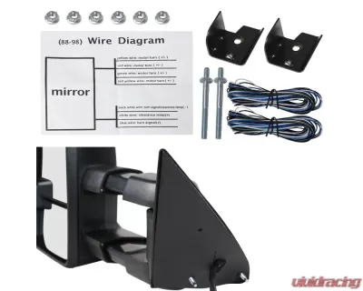 Spec-D Black Towing Side Mirrors w/ LED Turn Signal (Yellow Lens) Chevrolet | GMC 1988-2000 - RMX-C1088G3LEDHP-FS