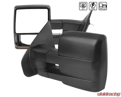Spec-D Black Towing Mirrors w/ Amber LED Signal Lights Ford F-150 2004-2006 - RMX-F15004H-P-FS