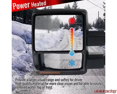 Spec-D Black Towing Mirrors w/ Amber LED Signal Lights Ford F-150 2004-2006 - RMX-F15004H-P-FS