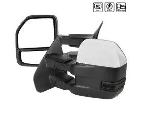 Spec-D Chrome Towing Mirrors w/ LED Turn Signal & Puddle Lights (Smoke Lens) Ford 1997-2014