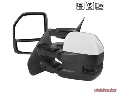 Spec-D Chrome Towing Mirrors w/ LED Turn Signal & Puddle Lights (Smoke Lens) Ford 1997-2014 - RMX-F15007F4GH-P-FS