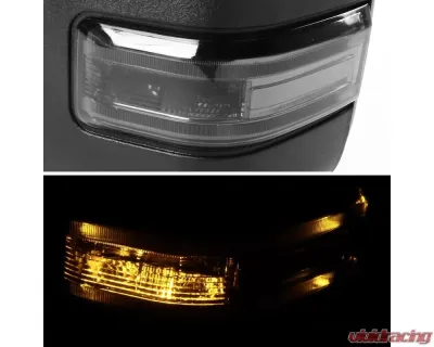 Spec-D Chrome Towing Mirrors w/ LED Turn Signal & Puddle Lights (Smoke Lens) Ford 1997-2014 - RMX-F15007F4GH-P-FS
