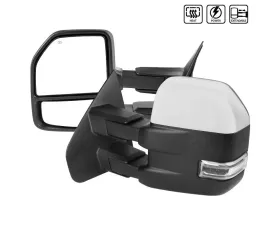 Spec-D Chrome Towing Mirrors w/ LED Turn Signal & Puddle Lights (Clear Lens) Ford 1997-2014